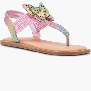 Steve Madden Girls' Pink Multicolor Butterfly Thong Sandals